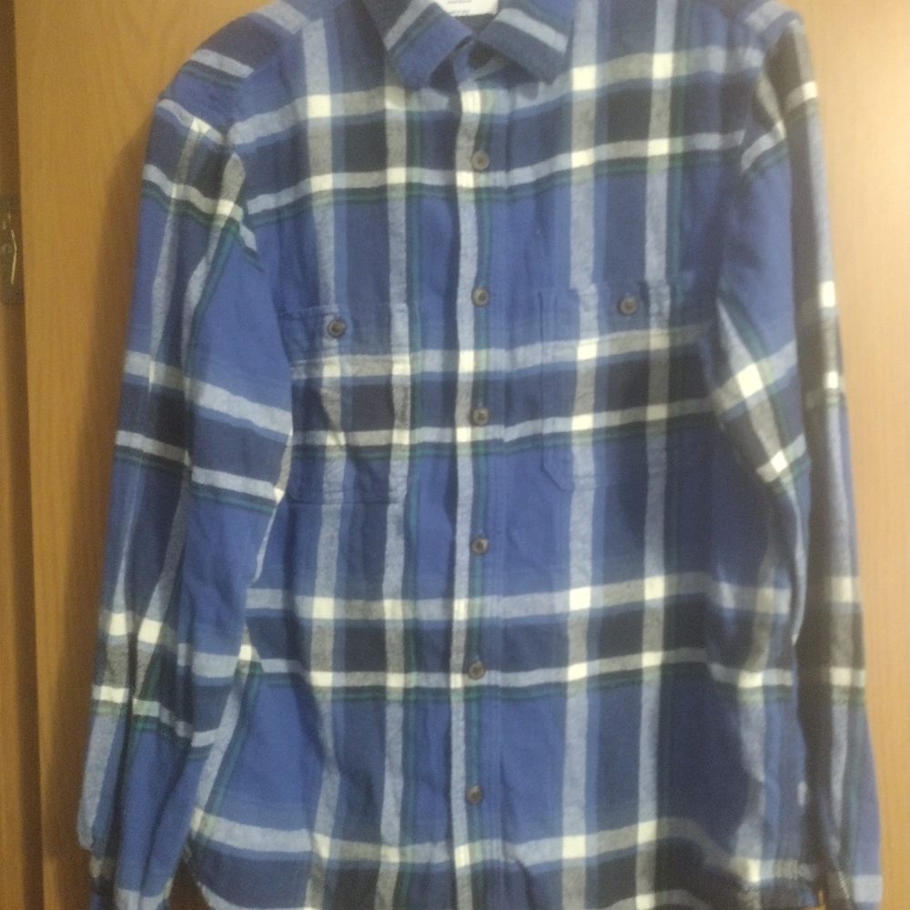Old Navy Blue Plaid Casual Button Down Shirt